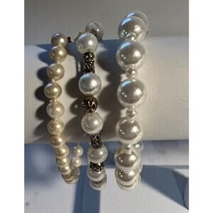 Bracelets Unbranded 3 Faux Pearl 2 stretch 1 Tied and 1 with Gold Tone Filigree